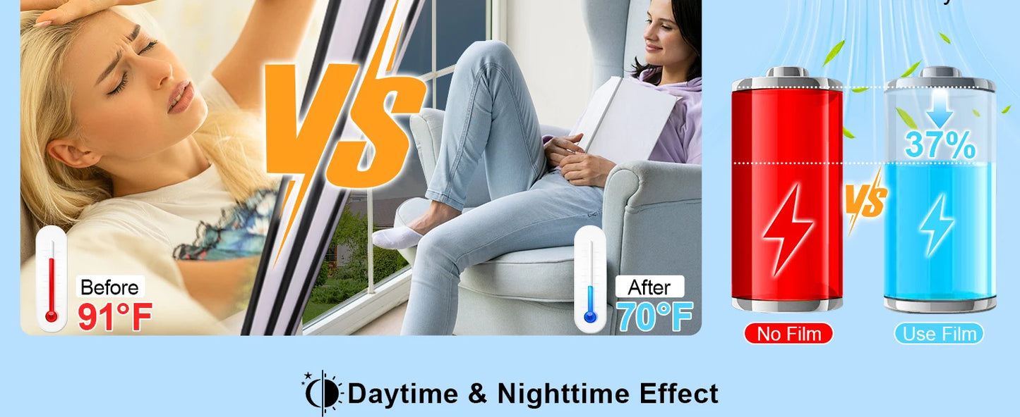 One Way Window Privacy Film See Out Not in, Window Tint for Home, Reflective Mirror Glass Windows Coverings Sun Heat UV Blocking