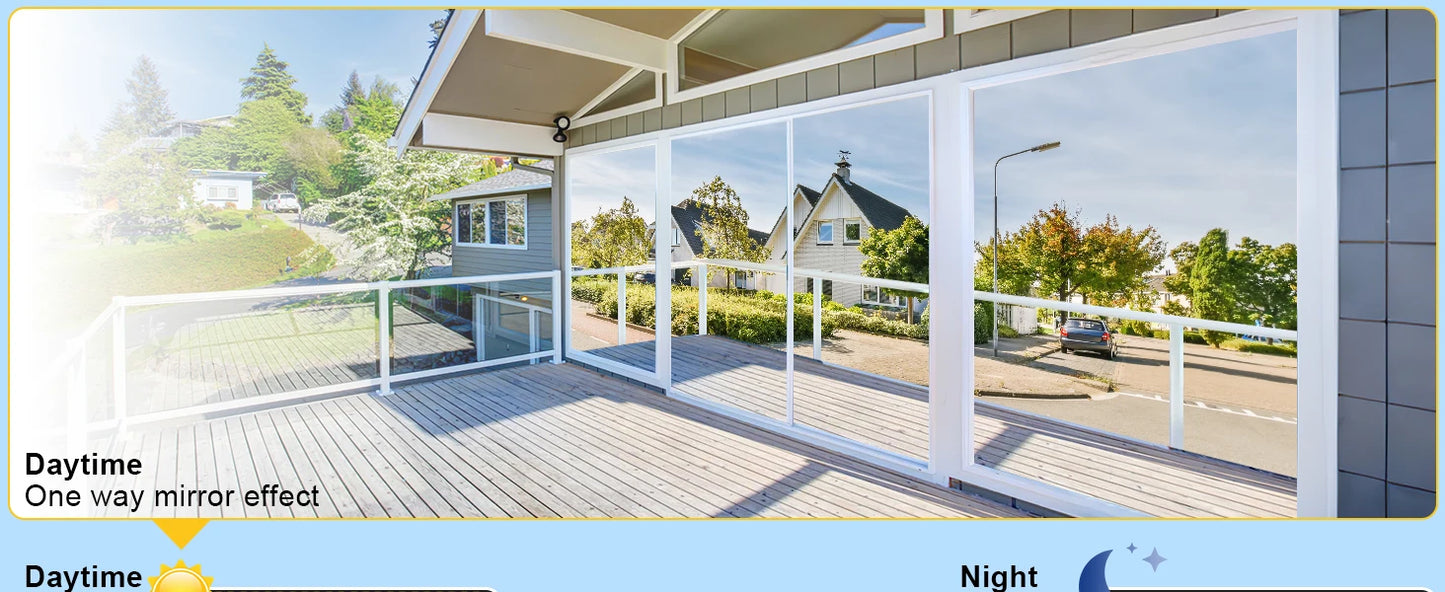 One Way Window Privacy Film See Out Not in, Window Tint for Home, Reflective Mirror Glass Windows Coverings Sun Heat UV Blocking