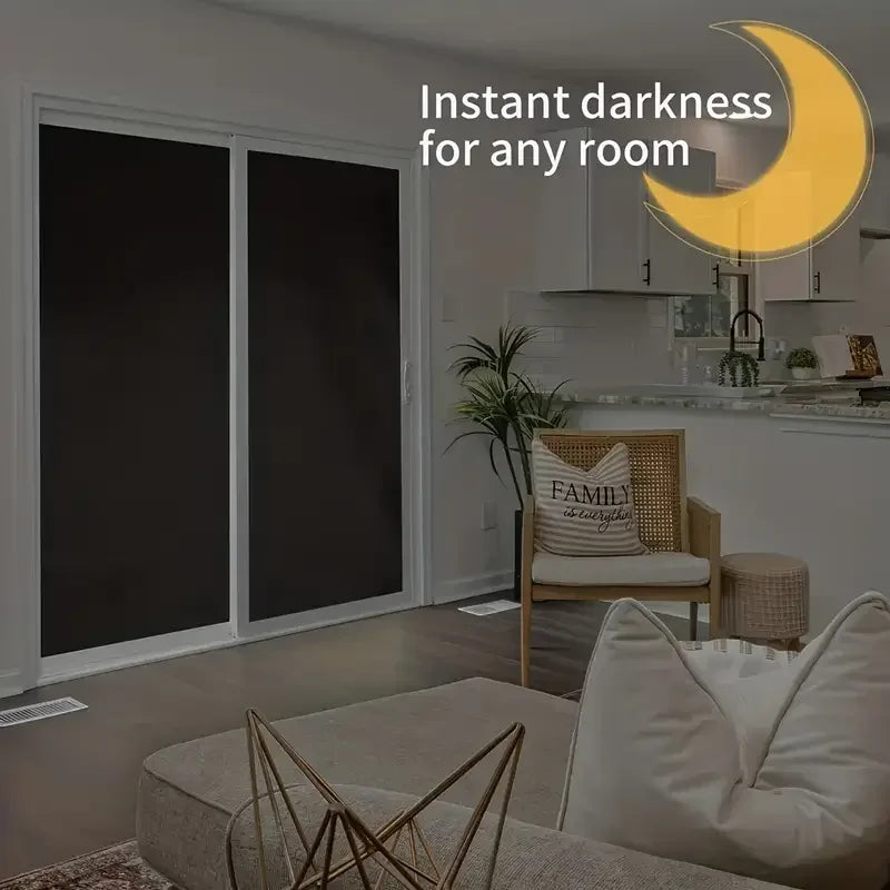 95-98% Blackout Curtain DIY Portable Travel Removable Blocking Darkest Window Film Cloth Self-adhesive Window Shades